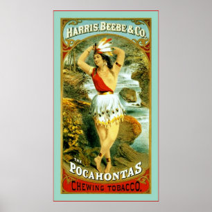 Póster O ~ 1868 do tabaco de mastigação de Pocahontas