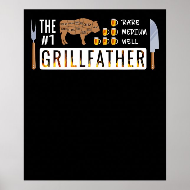 Poster O 1 Rare Medium well Grilldad | CHURRASCOS (Frente)