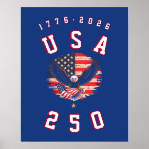 Poster O 250º Aniversário da América EUA 250 1776 2026