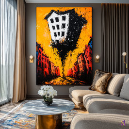 Poster O Abismo Flutuante - Cidade Surreal Expressionista