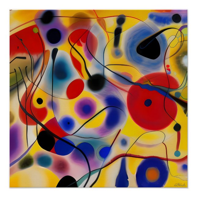 Póster O Abstrato Azul 10 Encontra o Vermelho 6 (Frente)