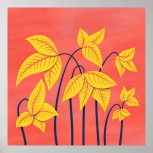 Poster O abstrato floresce a arte geométrica floral