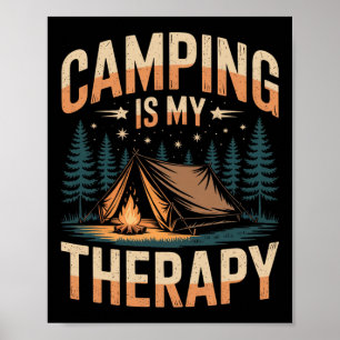 Poster O Acampamento É Minha Terapia Diversão Fogueira ao