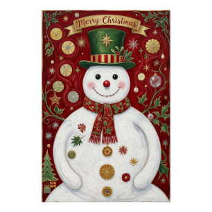 Póster O Alegre Aniversário Carmesim do Boneco de Neve
