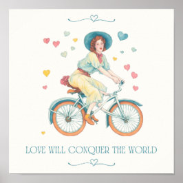 Poster O Amor Conquistará O Mundo, Vintage Romântico