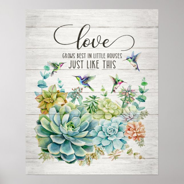 Poster O amor cresce melhor beija-flor (Frente)
