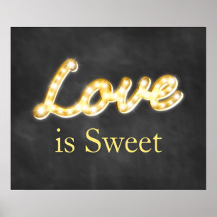 Póster O amor das luzes do famoso do vintage é doce -
