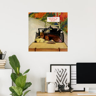 Póster O amor do vintage, estrada fechado continua a seu