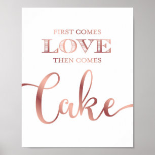 Poster O AMOR Dourado cor-de-rosa do chique ENDURECE