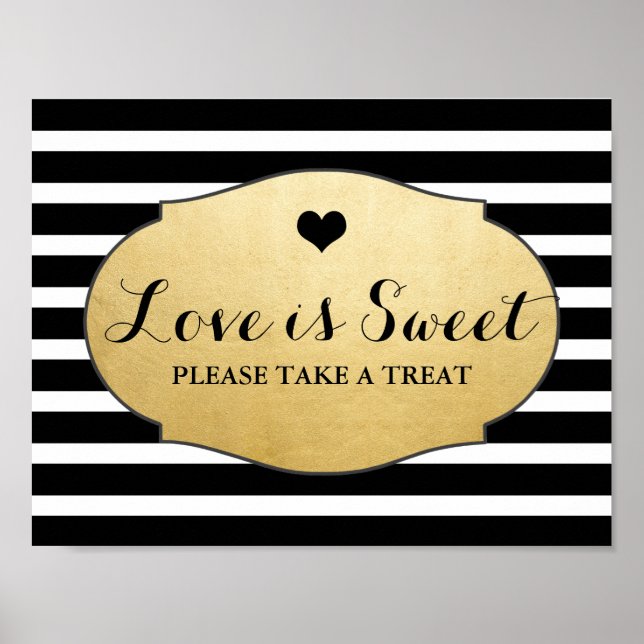 Póster O Amor É Bonito Sinal De Casamento Faux Gold Foil  (Frente)