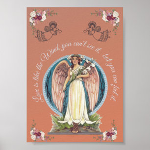 POSTER O AMOR É COMO O VENTO FLORAL INSPIRACIONAL ANJO