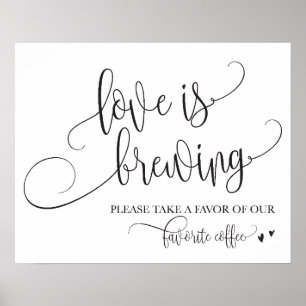 Póster O Amor É Criar Sinal De Casamento De Bar De Café
