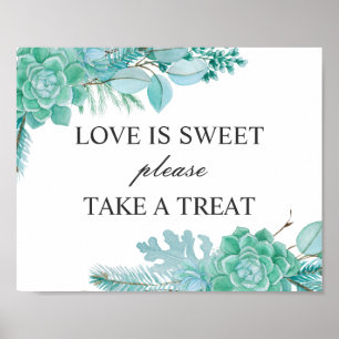 Poster O amor é doce de tratar. Casamento de suculentos