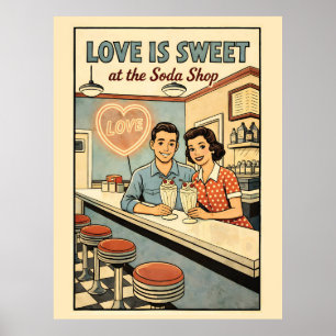 Poster O Amor é Doce na Loja de Refrigerantes Milkshake R