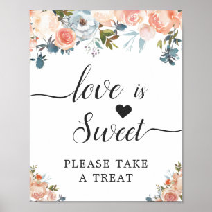 Poster O amor é doce, o roteiro de caligrafia Peach Flora