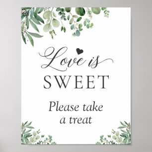 Poster O amor é Doce Pegue um Tratamento Sinal de Folhas