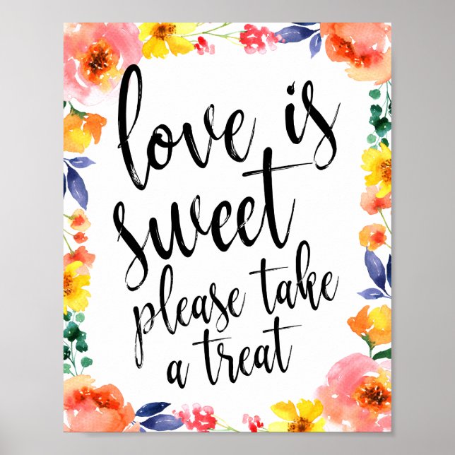 Póster O amor é doce, por favor, pegue um presente placa  (Frente)