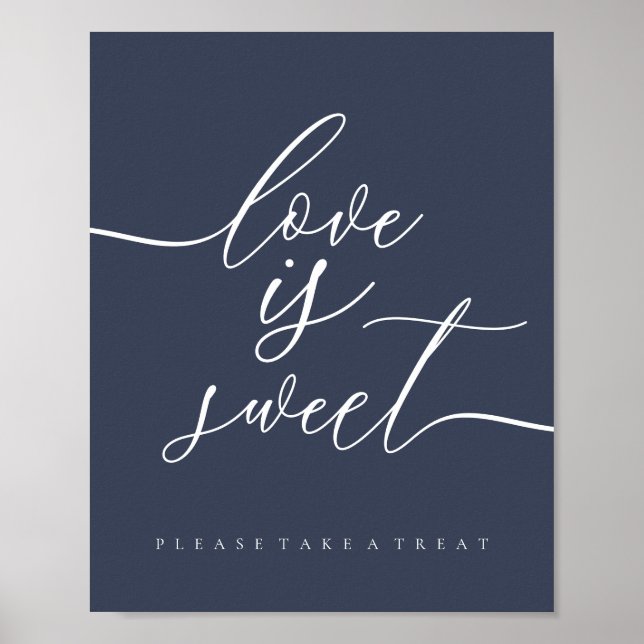 Poster O amor é doce simples azul-marinho (Frente)