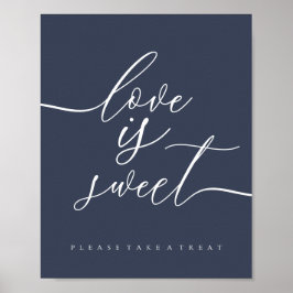 Poster O amor é doce simples azul-marinho
