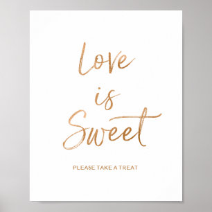Póster O Amor é Doce Sinal de Casamento em Rosa Dourado 8