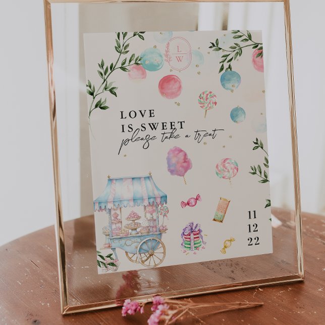 Poster O Amor é Doce | Sinal de Sobremesa de Casamento (Criador carregado)