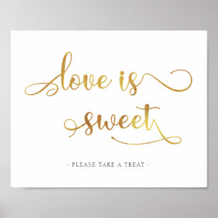 Poster "O amor é doce" sobremesa de ouro favorece Sinal