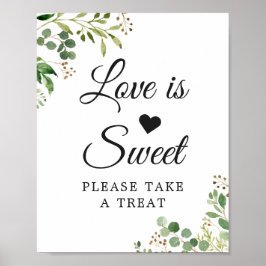 Poster O amor é folhas verdes de eucalipto doce folhagem