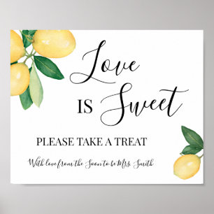 Poster O amor é mesa de sobremesas doces para chuveiro de