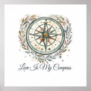 Poster O Amor é Meu Compasso – Design de Orgulho de Acamp