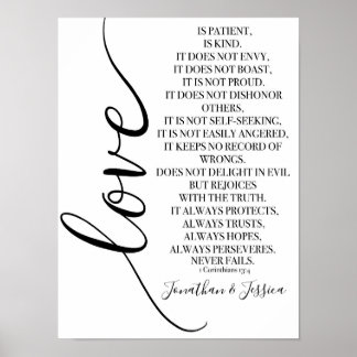 Poster O amor é o paciente 1 Corinthians 13 personalizado