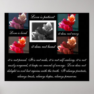Póster O amor é paciente, o amor é gentil com as flores
