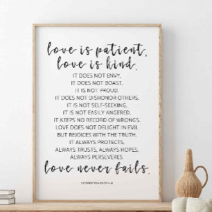 Poster O Amor É Patient Amor É Tipo, 1 Corintiano 13:4-