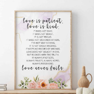 Poster O Amor É Patient Amor É Tipo, 1 Corintiano 13:4-8