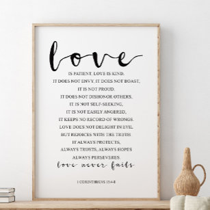Poster O Amor É Patient Amor É Tipo, 1 Corintiano 13:4-8