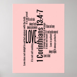 Póster O amor é Patient Scramble Pink sem moldura ou enqu