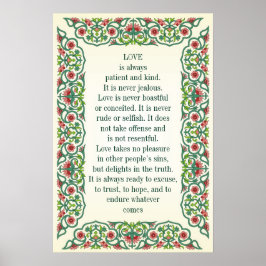 Póster O amor é sempre paciente e gentil. Nunca é citação