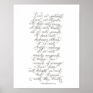Póster O amor é tipografia inspirada paciente dos versos
