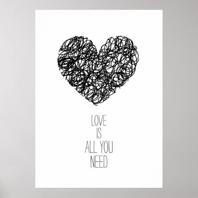 Poster O Amor É Tudo O Que Você Precisa De Coração Dia de (Frente)