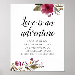 Poster O Amor É Um Casamento De Flores De Borgonha Aventu