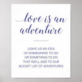 Poster O Amor É Um Casamento De Lista De Baldes Azuis Com