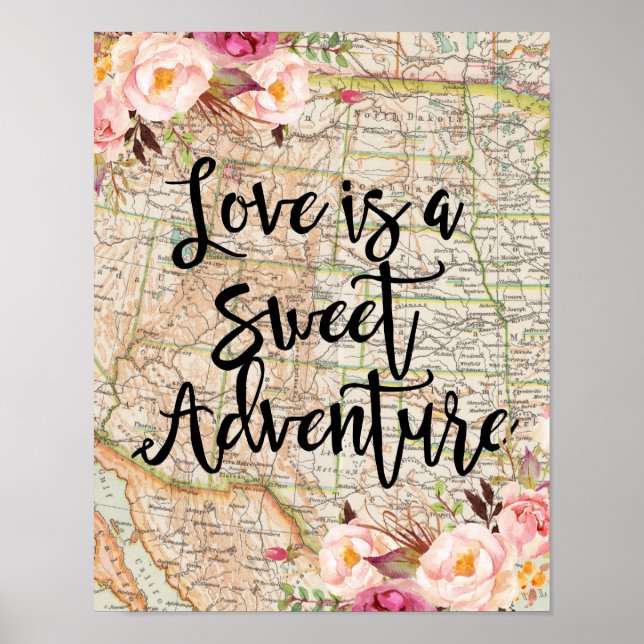 Póster O amor é um pôster de aventura doce (Frente)