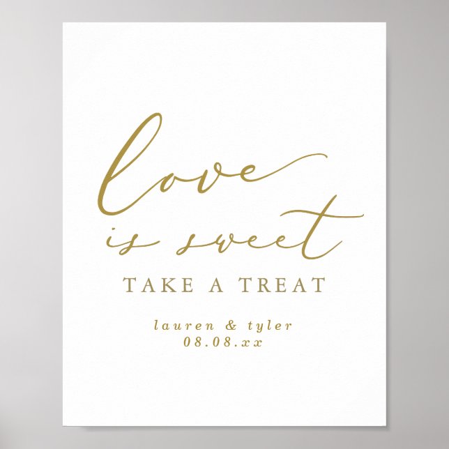 Poster O Amor Elegante é um Dourado Sinal Personalizado (Frente)