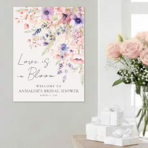 Poster O Amor Está em Flor Noiva Elegante de Flores Silve