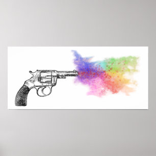 Poster o amor está fumando arma: arco-íris: