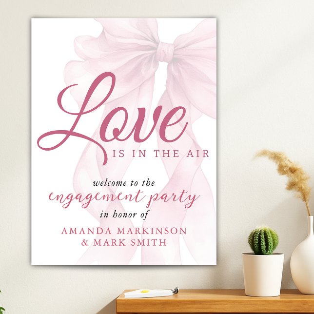 Poster O Amor Está No Ar Laço Bege de Noivado Bem-Vindo (Criador carregado)