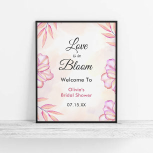 Poster O amor está no Bloom Floral Chá de panela Welcome