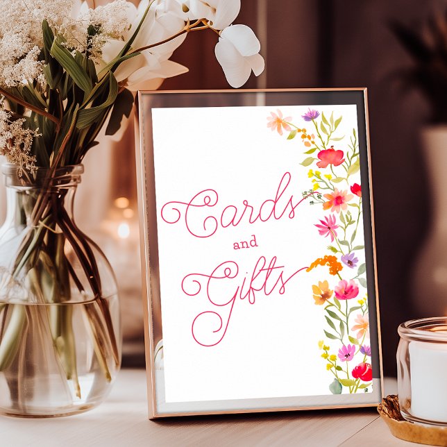 Poster O amor está no florescimento de flores silvestres  (Love is in bloom wildflowers floral bridal sign)