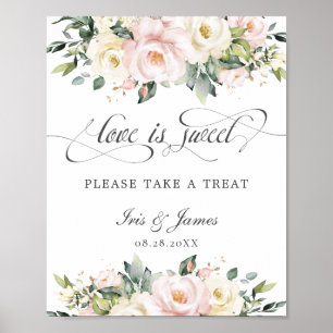 Poster O Amor Floral Ivory Blush é Doce, Aceite um Agrado