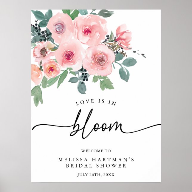 Poster O Amor Floral Rosa Está Em Boas-Vindas Ao Blogue (Frente)