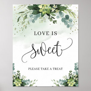 Poster O amor floral suculento do Boho é um sinal doce